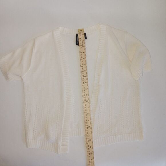 Jason Maxwell Cardigan Women M Open Front White Short Sleeve Casual Lite Weight - Picture 5 of 7